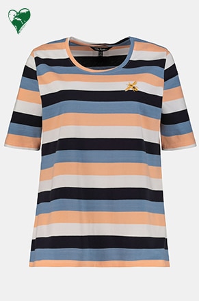 Gestreept shirt met klein bijenstiksel