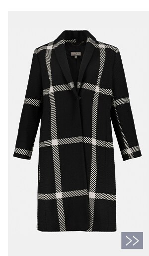 Wool Blend Large Check Coat