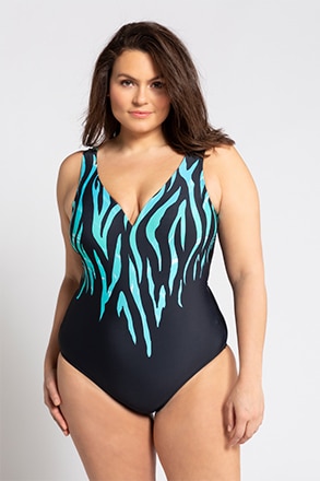 Badeanzug, farbiges Zebramuster