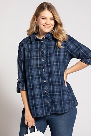 Bluse, karierter Cord