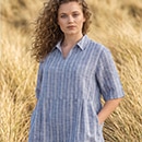 The model wears a white shirt