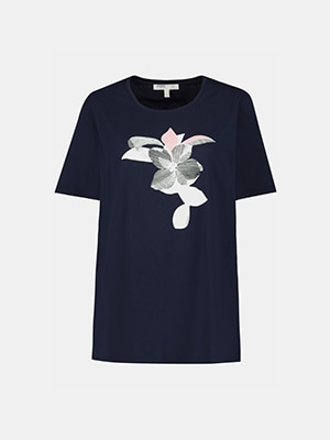 T-shirt, stort blommotiv