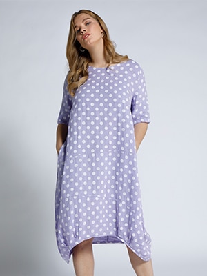 Dot Print Linen Dress