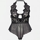 Bust of a bodysuit made of mesh and lace with a neckholder=