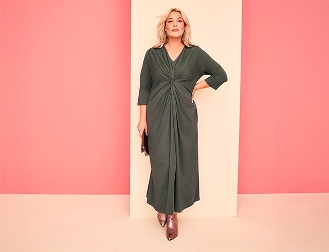 Model wears a maxidress