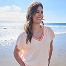 The model is wearing a shirt