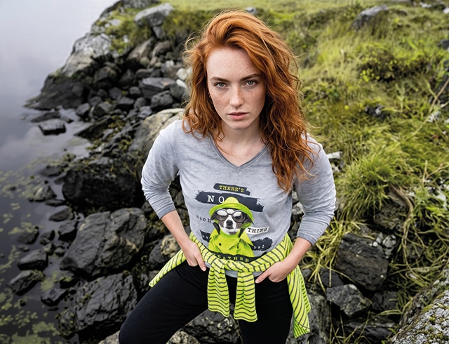 The model wears a shirt