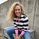 The model is wearing a  sweater