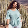 The model wears a green shirt