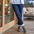 The model is wearing a jeans.