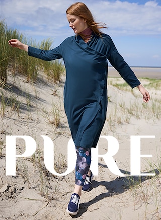 The model poses on the beach in the new collection from PURE