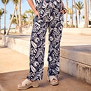 Close-up of patterned trousers
