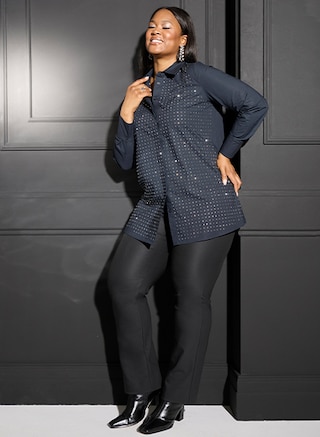 The model wears a blouse from Selection 			

