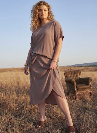 The model poses in the new collection from PURE