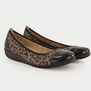 Brown ballerina flats with leopard print