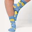 Close-up of socks with lemon print