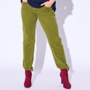 Close-up of a pair of green pants
