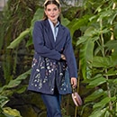 The model is blue jacket