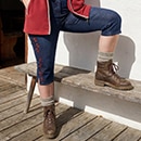 The model is wearing a short jeans.
