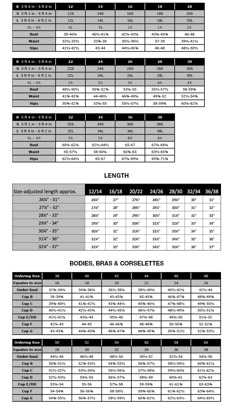 Women S Measurements Size Chart