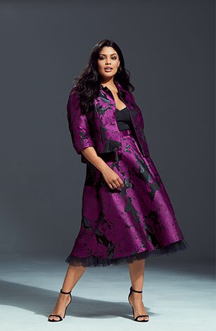 jupe évasée en jacquard fleuri jupe évasée en jacquard fleuri