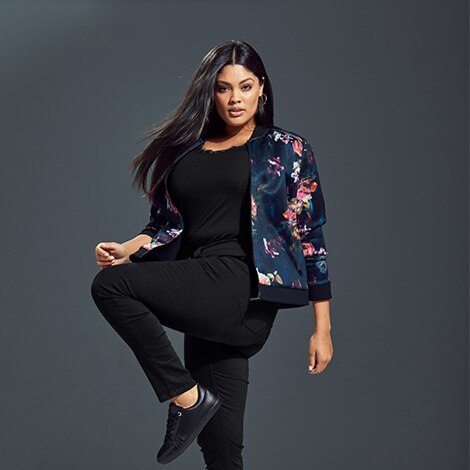 blouson en néoprène, imprimé de rose blouson en néoprène, imprimé de rose