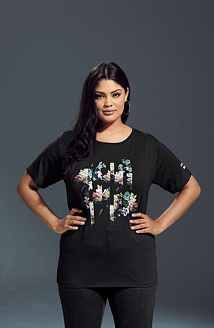 shirt, grafische rozenprint shirt, grafische rozenprint