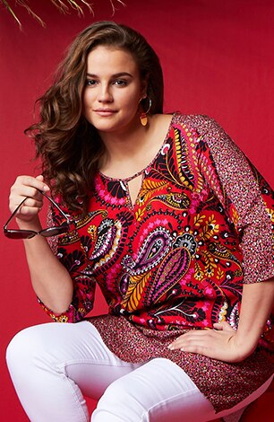 Floral Keyhole Tunic Blouse Floral Keyhole Tunic Blouse
