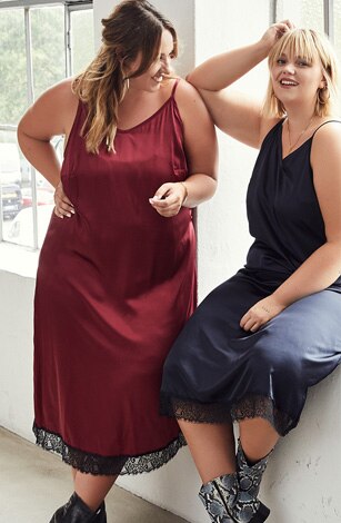 Slipdress mit Spitzenborte Slipdress mit Spitzenborte